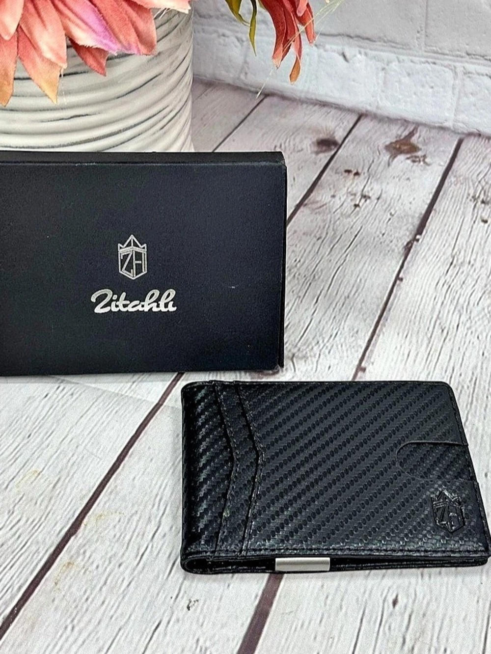 Zitahli Slim Money Clip Bifold Wallet Black